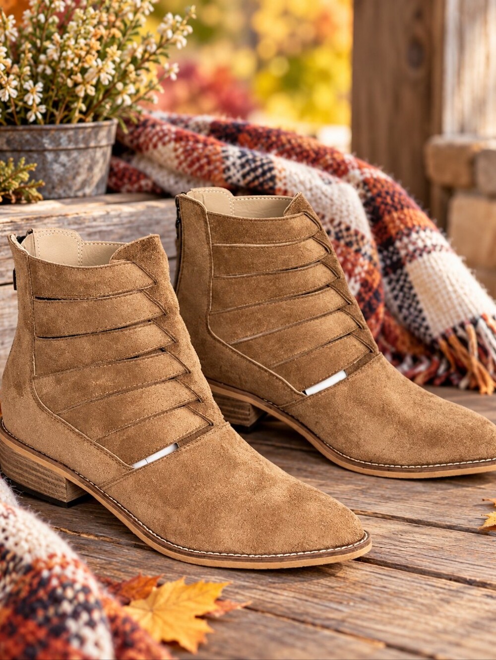 Rider Girl Womens Chole Brown Suede Bootie Size 7.5 New In Box Zip Back Boho